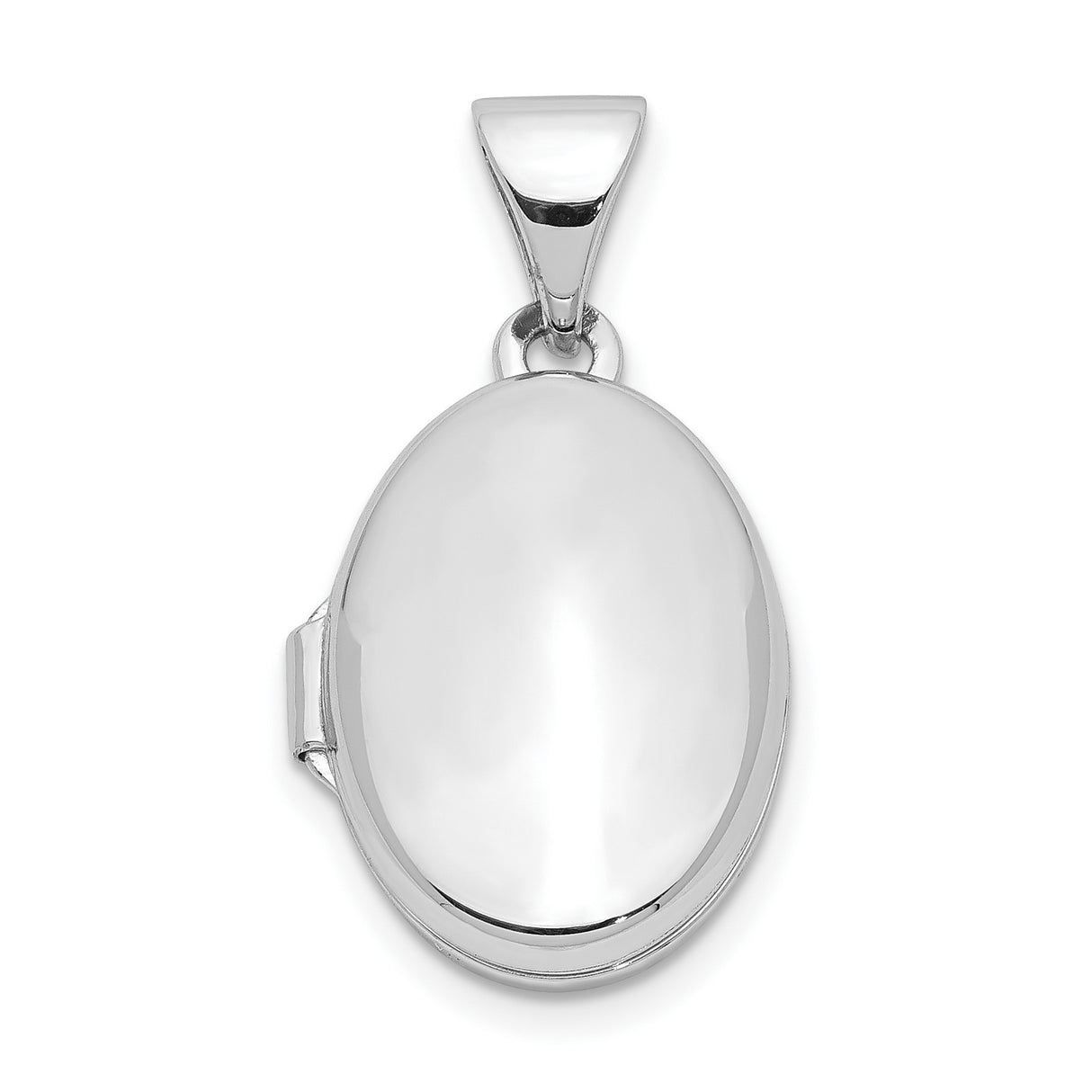 Sterling Silver Oval Locket Pendant, Smooth Polished Domed Photo Holder for Women