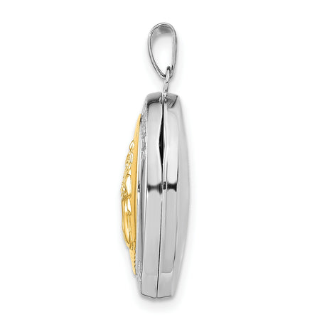 Sterling Silver Saint Christopher Medal Pendant with Gold Tone Locket, Christian Spiritual Jewelry