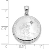 Sterling Silver Saint Christopher Pendant with Round Medallion and Religious Inscription
