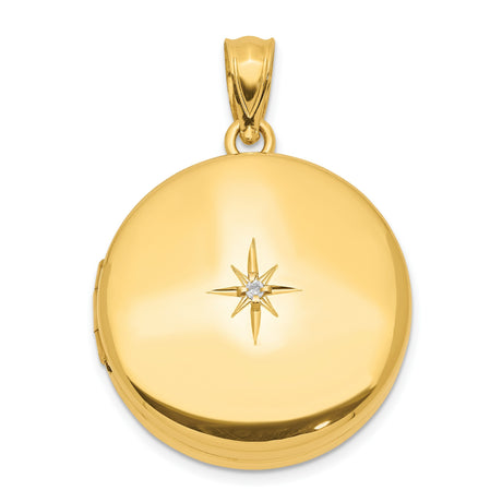Gold Plated 20mm Diamond Accent Round Locket Charm Pendant in Real 925 Sterling SIlver
