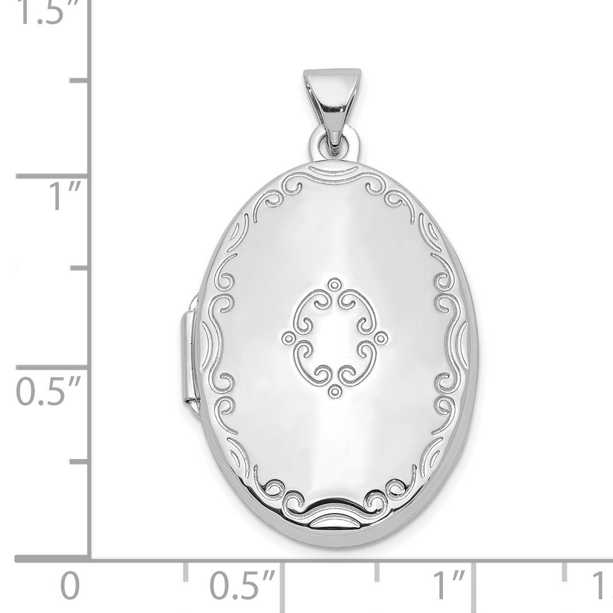 Sterling Silver Oval Locket Pendant with Scrollwork Engraving, Vintage Style Keepsake Jewelry