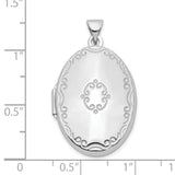Sterling Silver Oval Locket Pendant with Scrollwork Engraving, Vintage Style Keepsake Jewelry