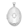 Sterling Silver Oval Locket Pendant with Scrollwork Engraving, Vintage Style Keepsake Jewelry