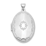 Sterling Silver Oval Locket Pendant with Scrollwork Engraving, Vintage Style Keepsake Jewelry