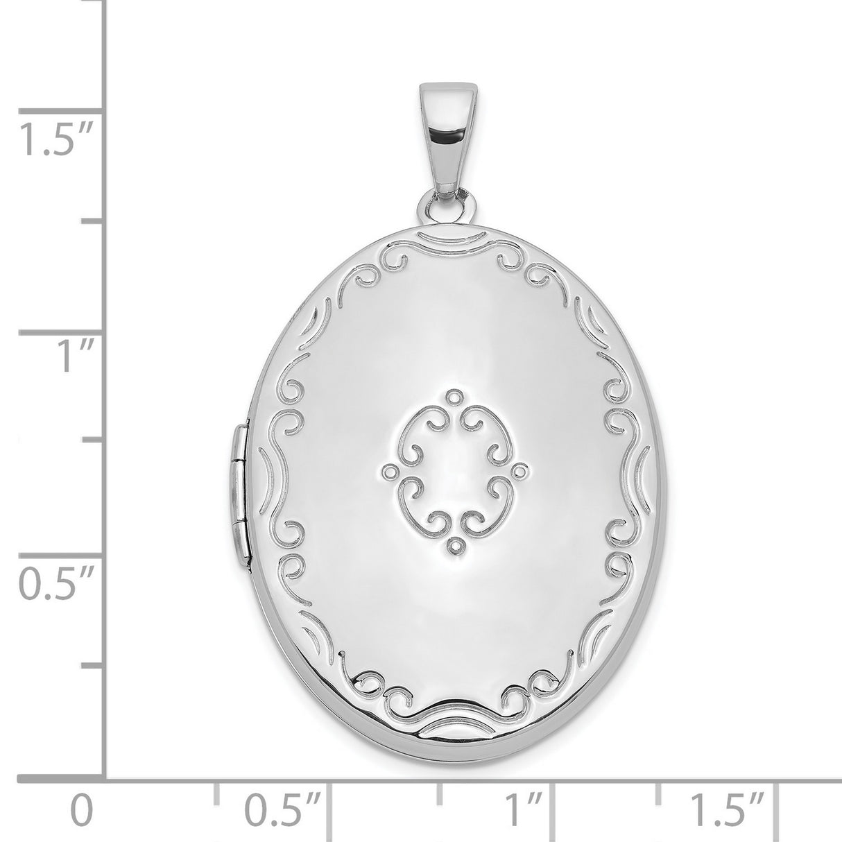 Sterling Silver Oval Locket Pendant with Scrollwork Engraving, Vintage Inspired Keepsake Design