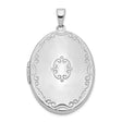Sterling Silver Oval Locket Pendant with Scrollwork Engraving, Vintage Inspired Keepsake Design