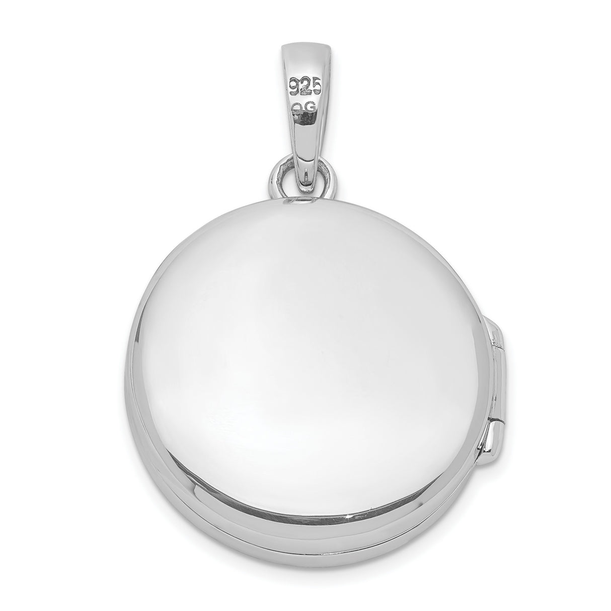 Sterling Silver Locket Pendant with Cubic Zirconia Halo and Polished Round Center