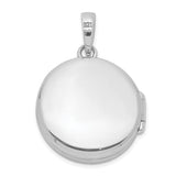 Sterling Silver Locket Pendant with Cubic Zirconia Halo and Polished Round Center