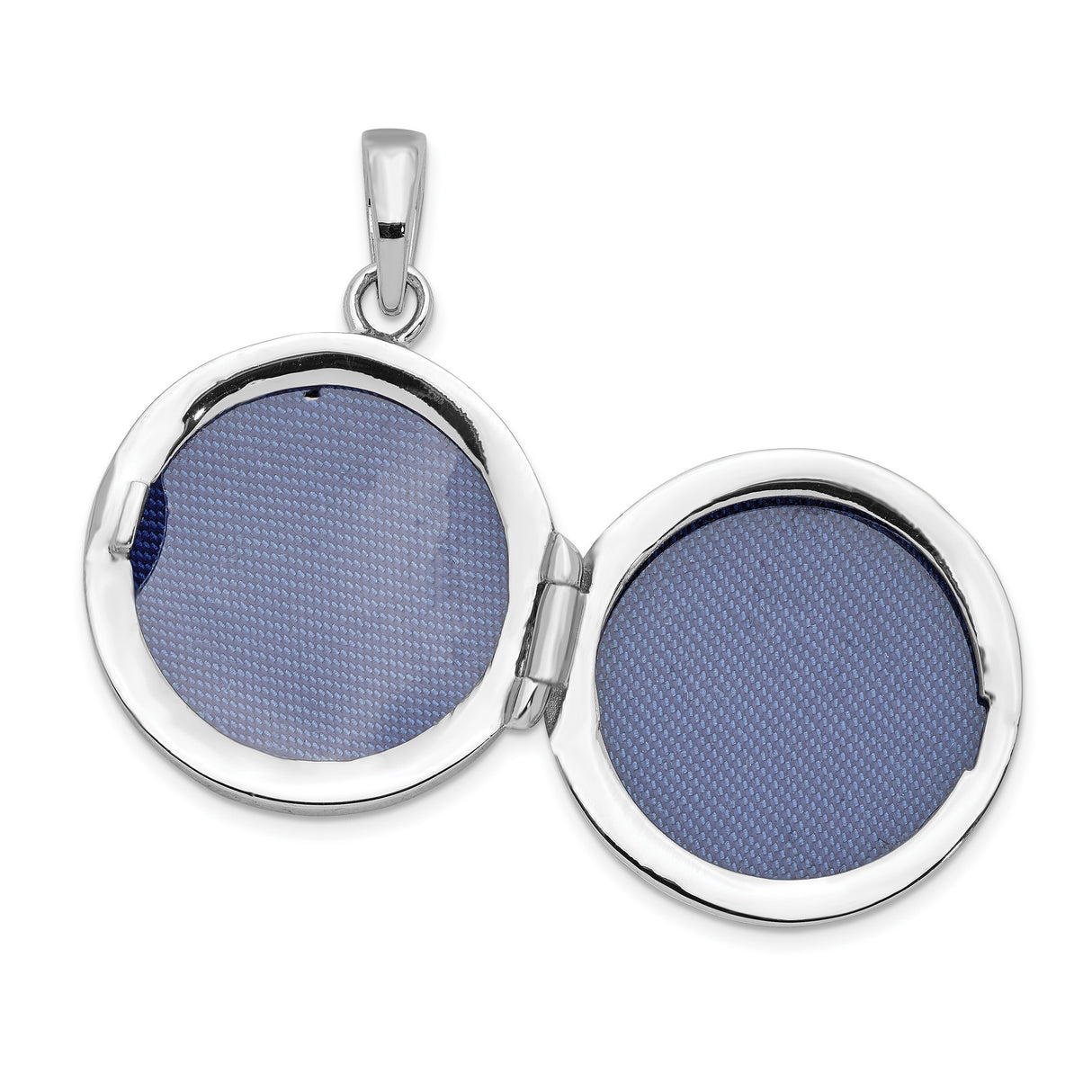 Sterling Silver Locket Pendant with Cubic Zirconia Halo and Polished Round Center