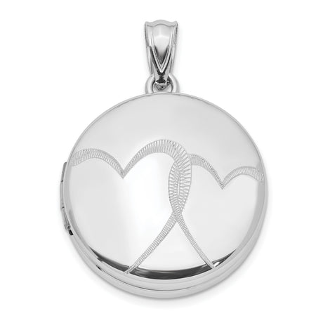 Sterling Silver Heart Locket Pendant with Interlocking Hearts Design for Women