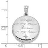 Sterling Silver Round Locket Pendant with Diamond, Starburst Design, Memorial Jewelry for Women