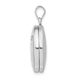 Sterling Silver Round Locket with Diamond, Crescent Moon and Stars Pendant for Women