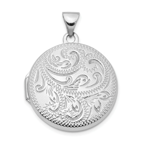 20mm Scroll Round Locket Charm Pendant in Real 925 Sterling Silver