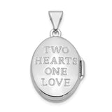 Gold Plated 17mm Two Hearts Oval Locket Charm Pendant in Real 925 Sterling SIlver