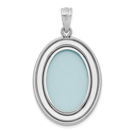 Polished Swirl Design Oval Open Locket Charm Pendant in Real 925 Sterling Silver