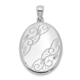 Polished Swirl Design Oval Open Locket Charm Pendant in Real 925 Sterling Silver