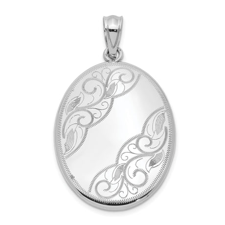 Polished Swirl Design Oval Open Locket Charm Pendant in Real 925 Sterling Silver