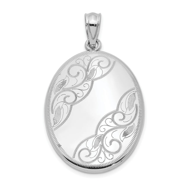 Polished Swirl Design Oval Open Locket Charm Pendant in Real 925 Sterling Silver