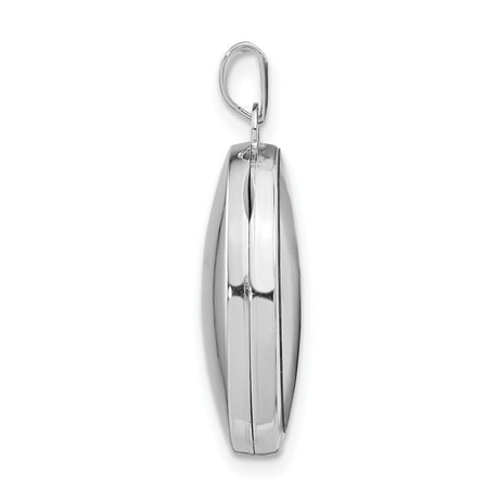 Polished 21mm 2-Frame Oval Locket Charm Pendant in Real 925 Sterling Silver