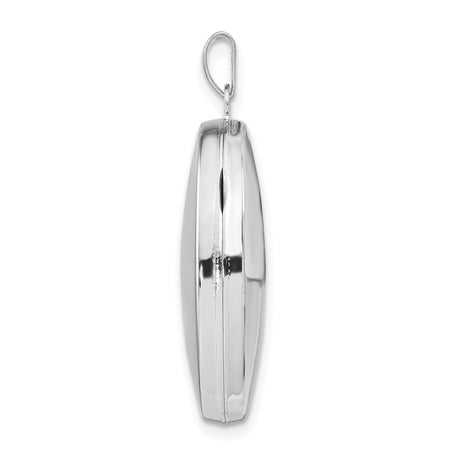 Sterling Silver Oval Locket Pendant with Smooth Polished Finish, Classic Photo Holder for Women