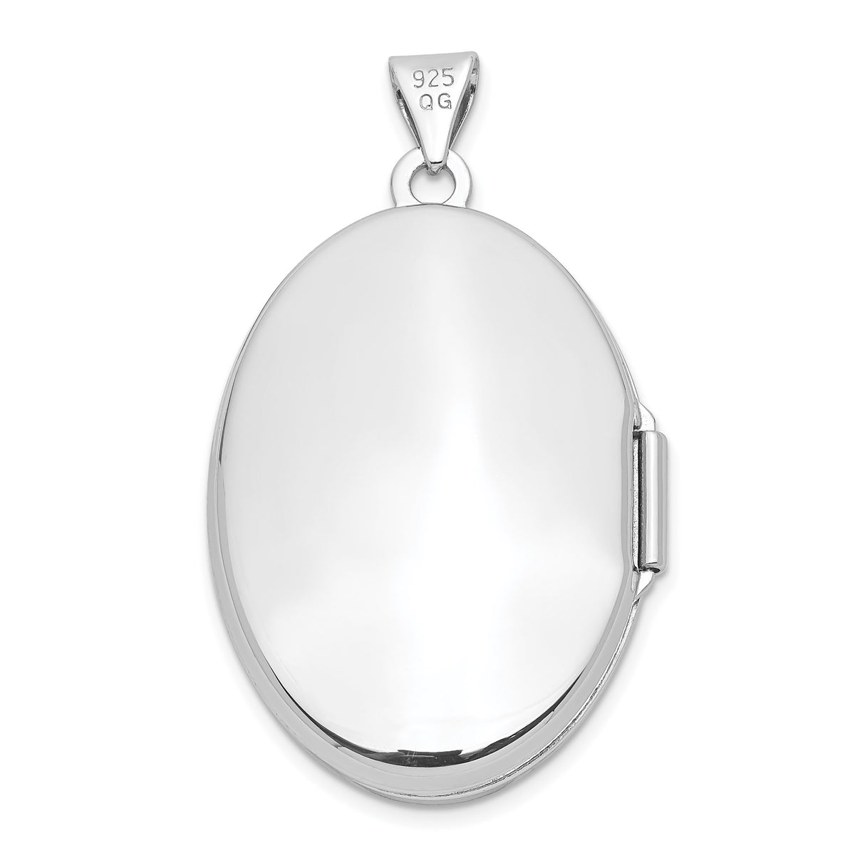 Sterling Silver Oval Locket Pendant with Smooth Polished Finish, Classic Photo Holder for Women