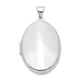 Sterling Silver Oval Locket Pendant with Smooth Polished Finish, Classic Photo Holder for Women