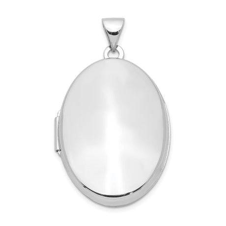 Sterling Silver Oval Locket Pendant with Smooth Polished Finish, Classic Photo Holder for Women
