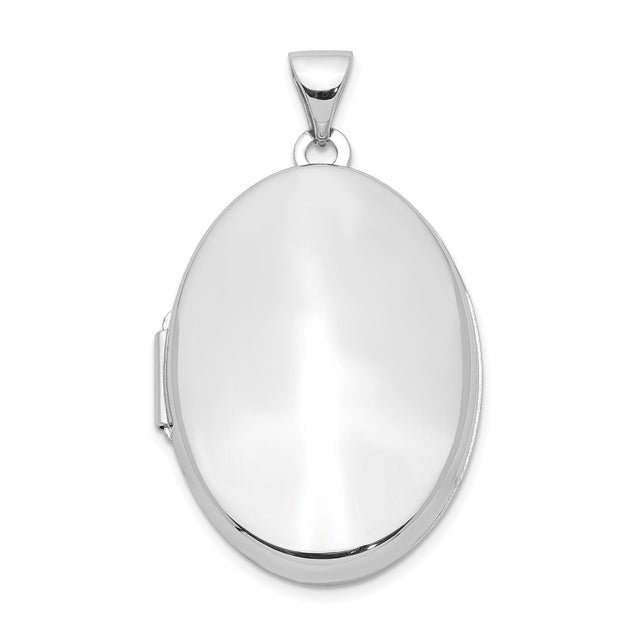 Sterling Silver Oval Locket Pendant with Smooth Polished Finish, Classic Photo Holder for Women