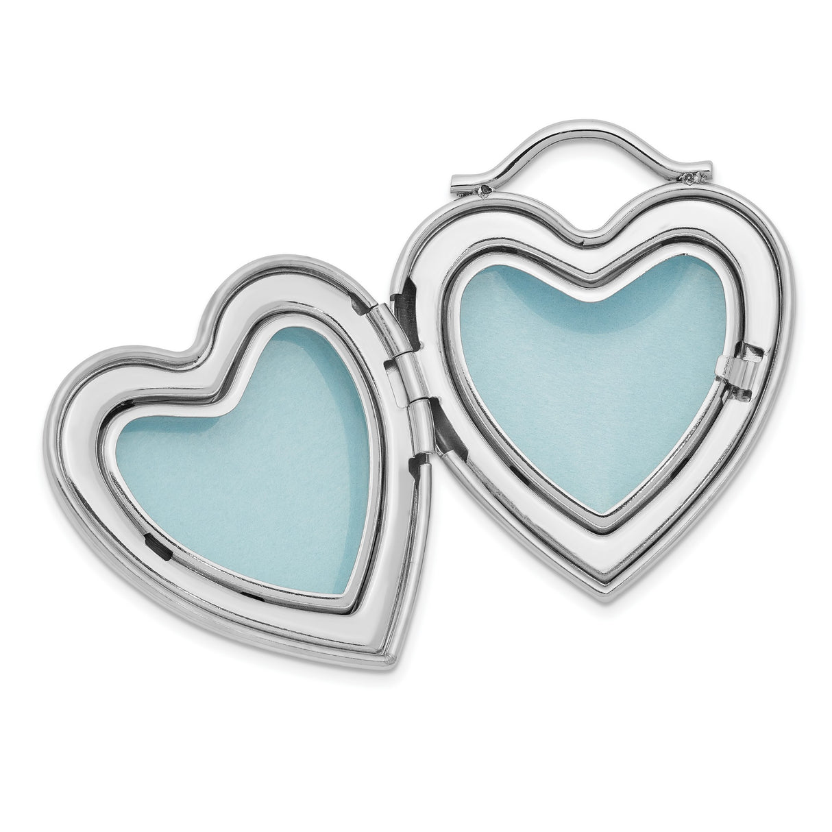 Satin Love Heart Locket Charm Pendant in Real 925 Sterling Silver