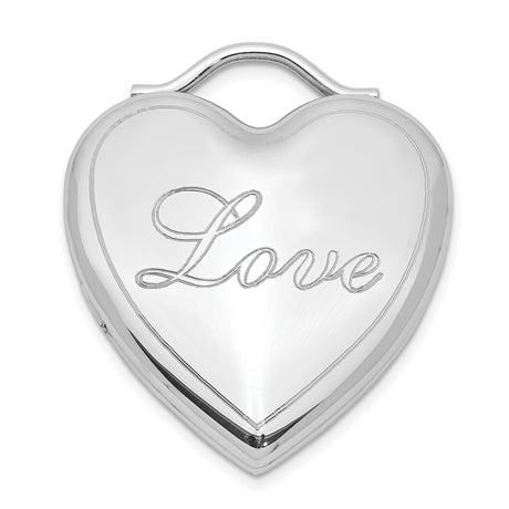 Satin Love Heart Locket Charm Pendant in Real 925 Sterling Silver