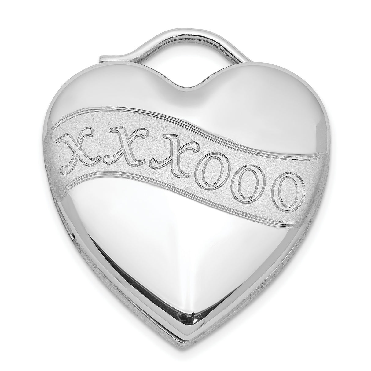 Sterling Silver Heart Pendant with XXXOOO Symbol, Romantic Keepsake Charm for Women