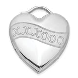 Sterling Silver Heart Pendant with XXXOOO Symbol, Romantic Keepsake Charm for Women