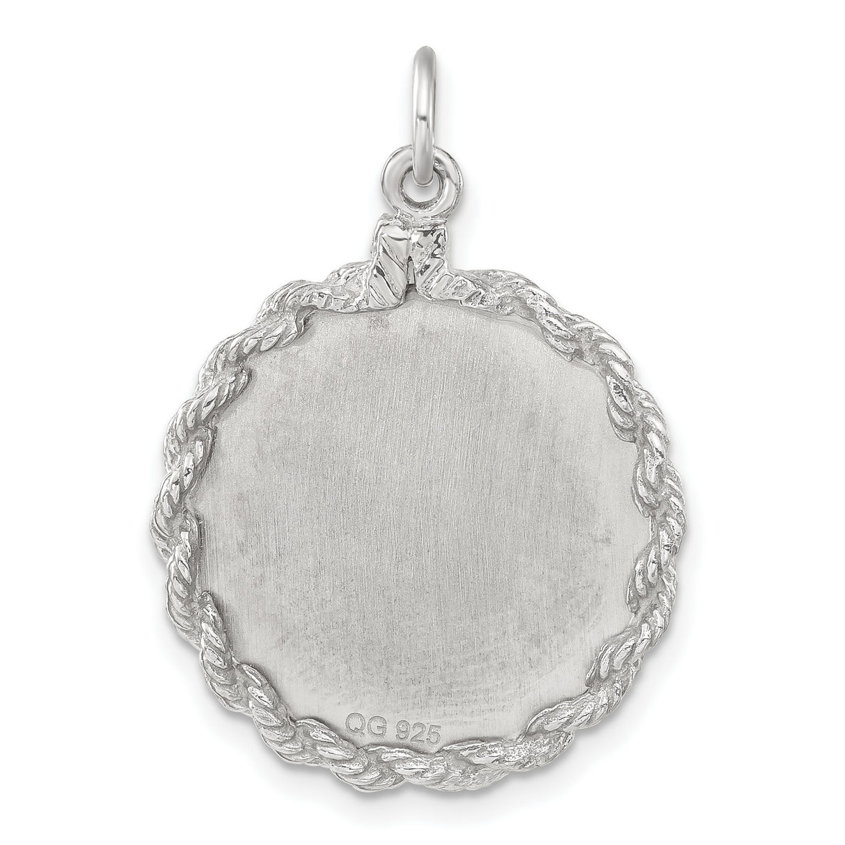 Engravable Boy Polished Front Satin Back Disc Charm Pendant in Real 925 Sterling Silver