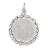 Engravable Boy Polished Front Satin Back Disc Charm Pendant in Real 925 Sterling Silver