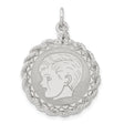 Engravable Boy Polished Front Satin Back Disc Charm Pendant in Real 925 Sterling Silver