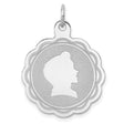 Engravable Boy Disc Charm Pendant in Real 925 Sterling Silver