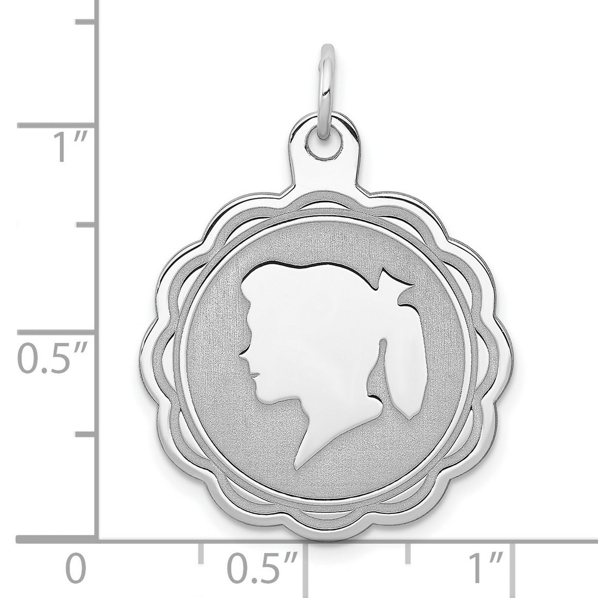 Engravable Girl Disc Charm Pendant in Real 925 Sterling Silver