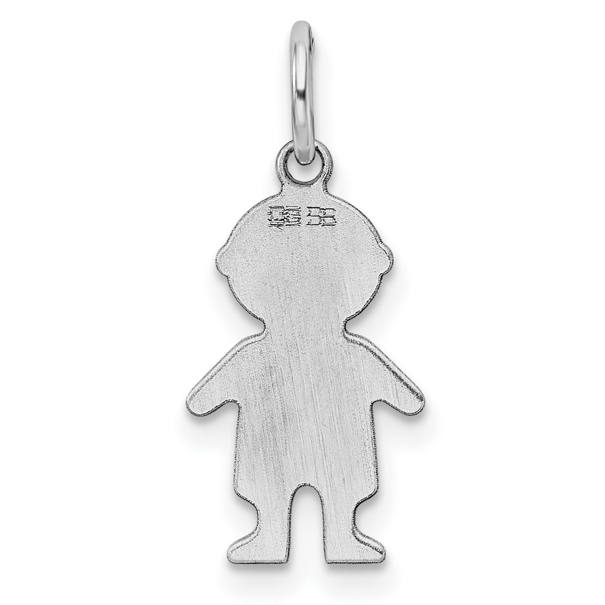Diamond-Cut Engravable Boy Polished Front/Satin Back Disc Charm Pendant in Real 925 Sterling Silver