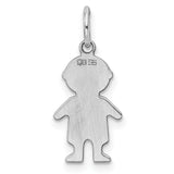 Diamond-Cut Engravable Boy Polished Front/Satin Back Disc Charm Pendant in Real 925 Sterling Silver