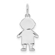 Diamond-Cut Engravable Boy Polished Front/Satin Back Disc Charm Pendant in Real 925 Sterling Silver