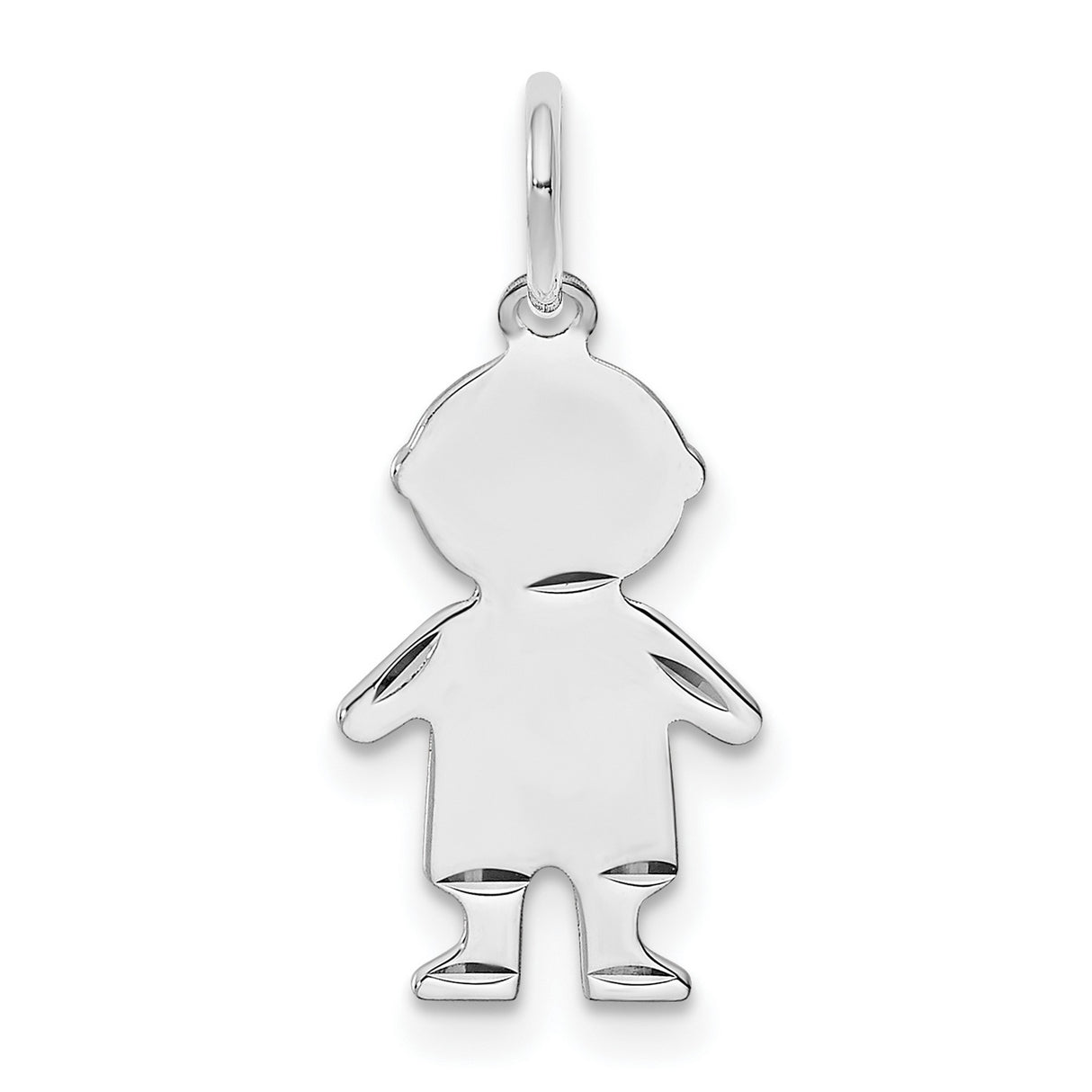 Diamond-Cut Engravable Boy Polished Front/Satin Back Disc Charm Pendant in Real 925 Sterling Silver