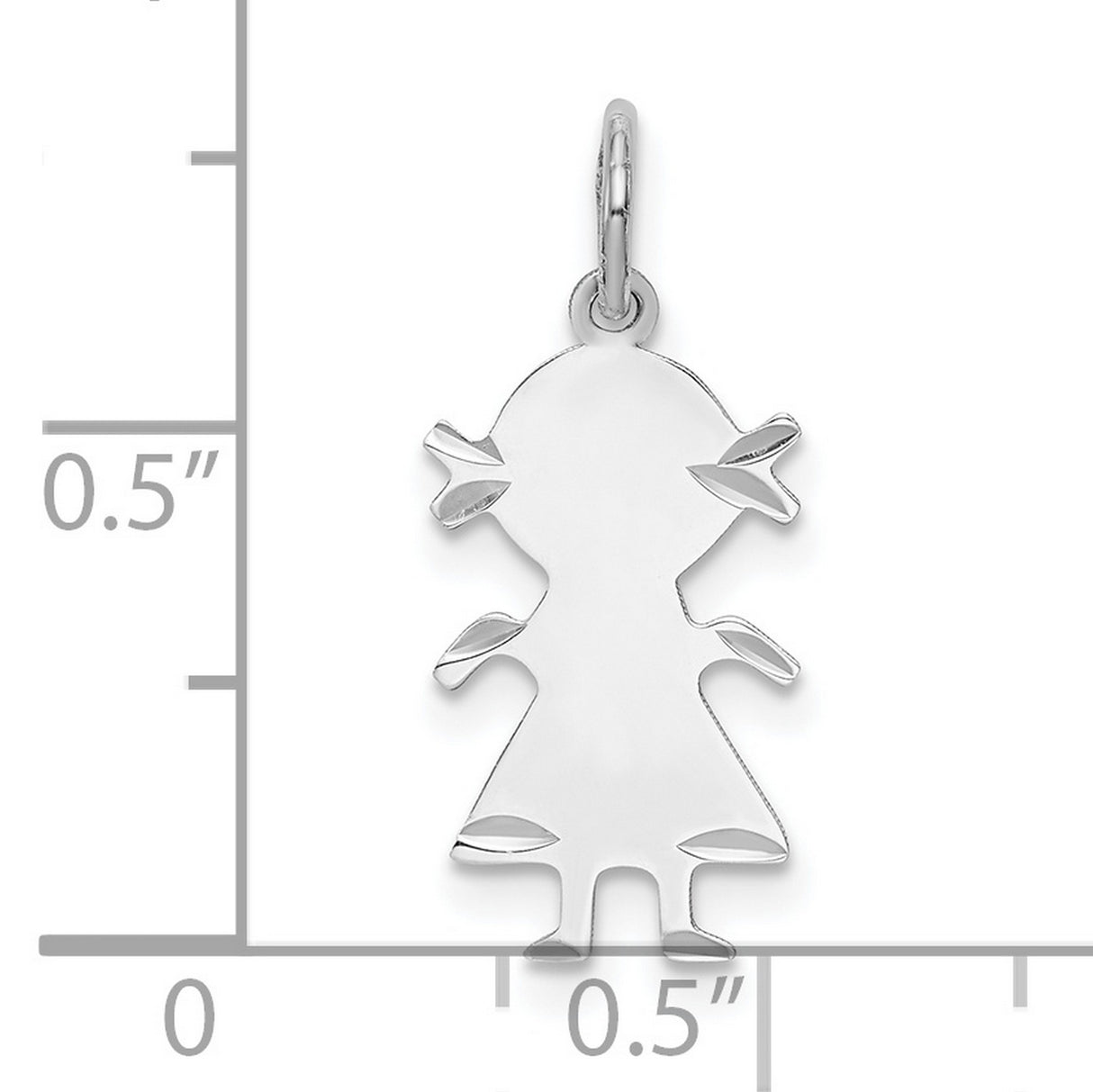 Diamond-Cut Engravable Girl Polished Front/Satin Back Disc Charm Pendant in Real 925 Sterling Silver