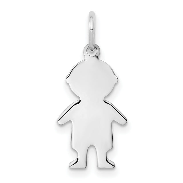 Engravable Boy Polished Front/Satin Back Disc Charm Pendant in Real 925 Sterling Silver
