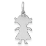 Engravable Girl Polished Front/Back Disc Charm Pendant in Real 925 Sterling Silver
