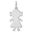 Engravable Girl Polished Front/Back Disc Charm Pendant in Real 925 Sterling Silver