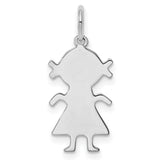 Engravable Girl Polished Front/Back Disc Charm Pendant in Real 925 Sterling Silver