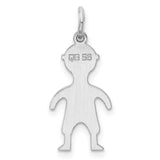 Engravable Boy Polished Front/Satin Back Disc Charm Pendant in Real 925 Sterling Silver