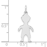 Engravable Boy Polished Front/Satin Back Disc Charm Pendant in Real 925 Sterling Silver