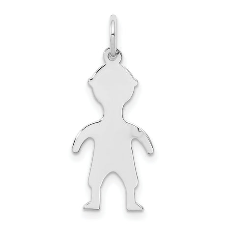 Engravable Boy Polished Front/Satin Back Disc Charm Pendant in Real 925 Sterling Silver