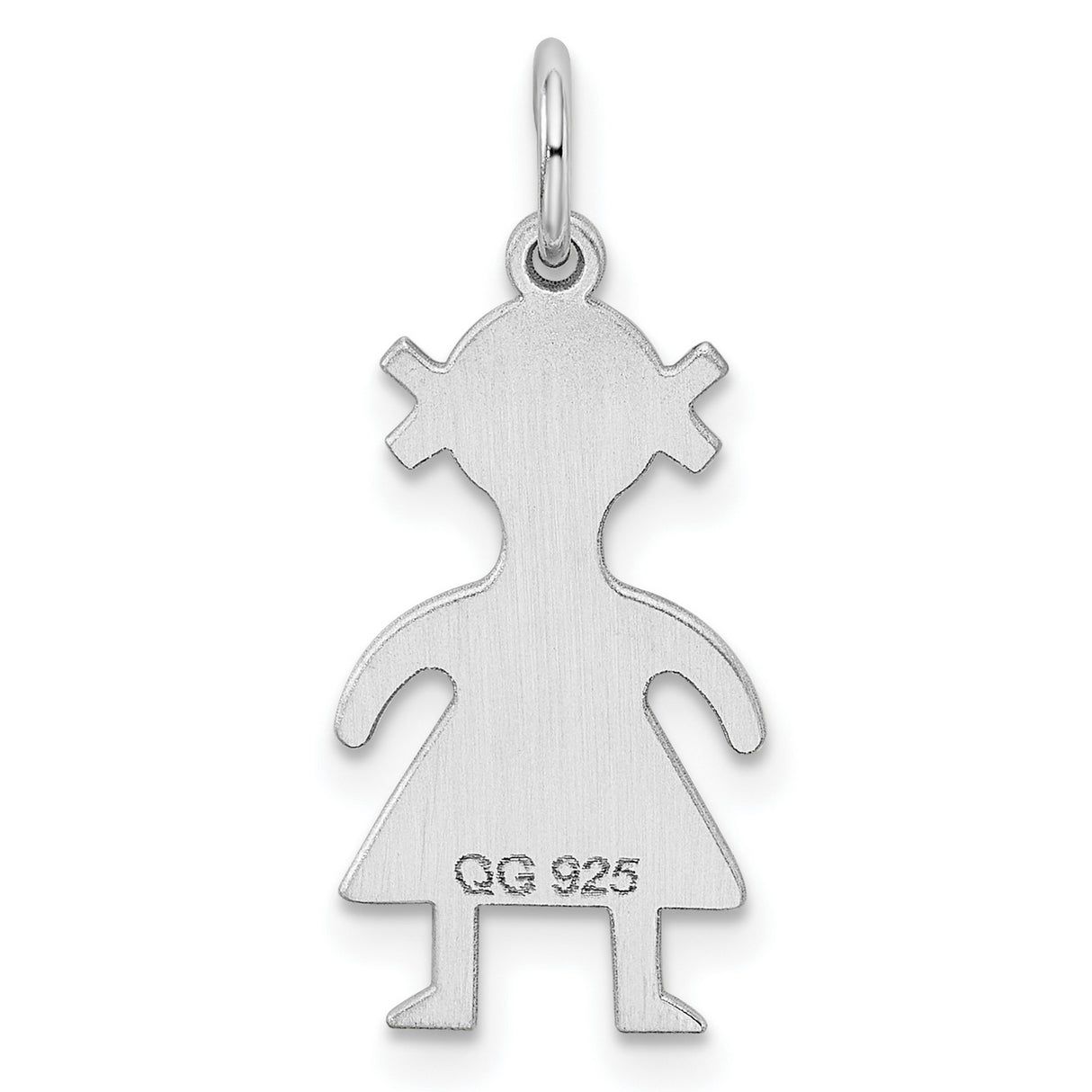 Engravable Girl Polished Front/Back Disc Charm Pendant in Real 925 Sterling Silver